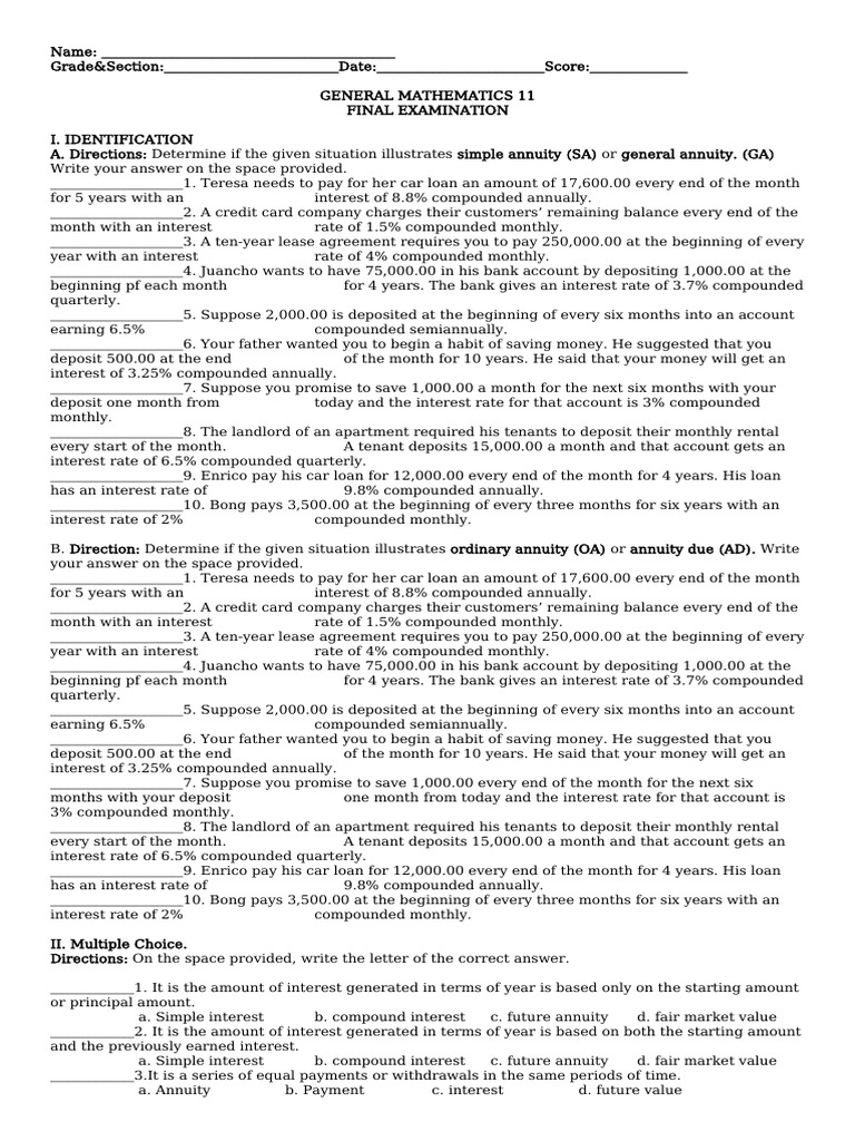 Gen Math Finals | PDF