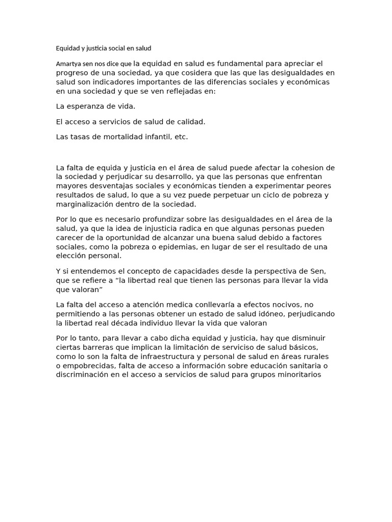 Equidad en Salud y Justicia Social | PDF