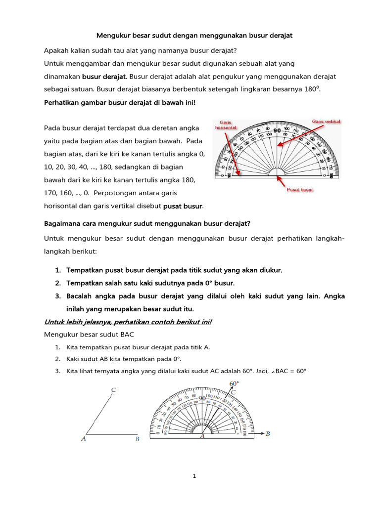 Mengukur Sudut Menggunakan Busur Derajat | PDF