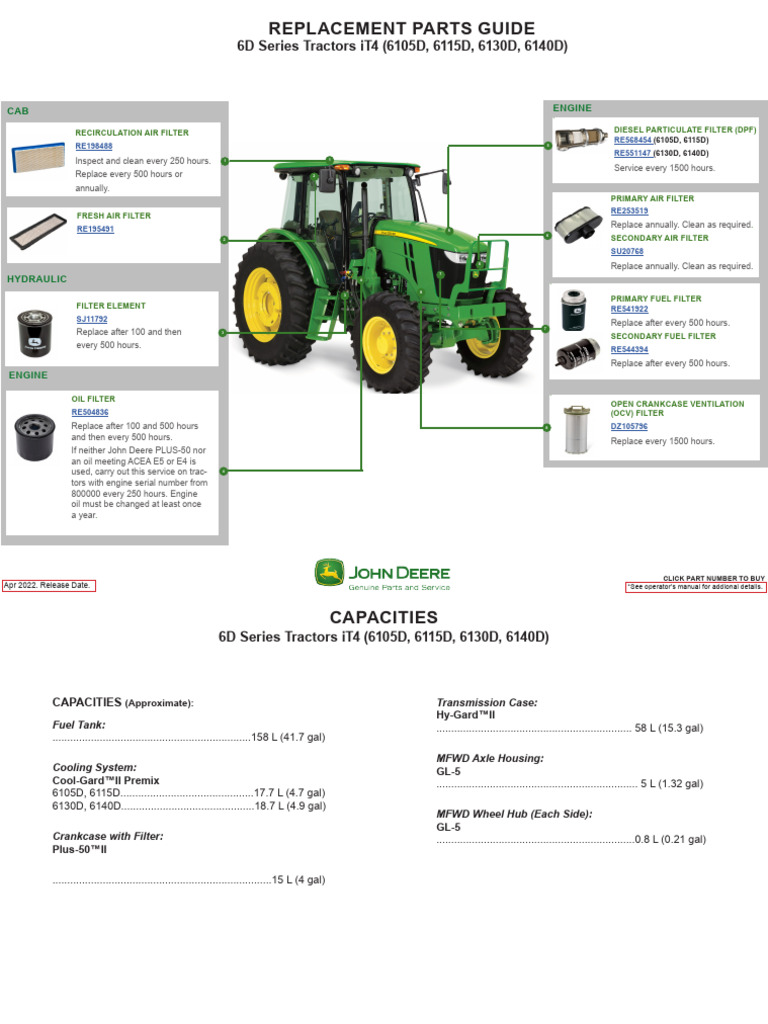 6D Series Tractors It4 (6105D, 6115D, 6130D, 6140D) : CAB Engine | PDF