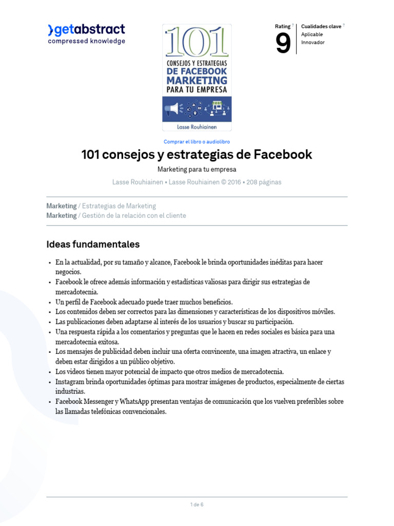 101 Consejos y Estrategias de Facebook Rouhiainen Es 27361 | PDF