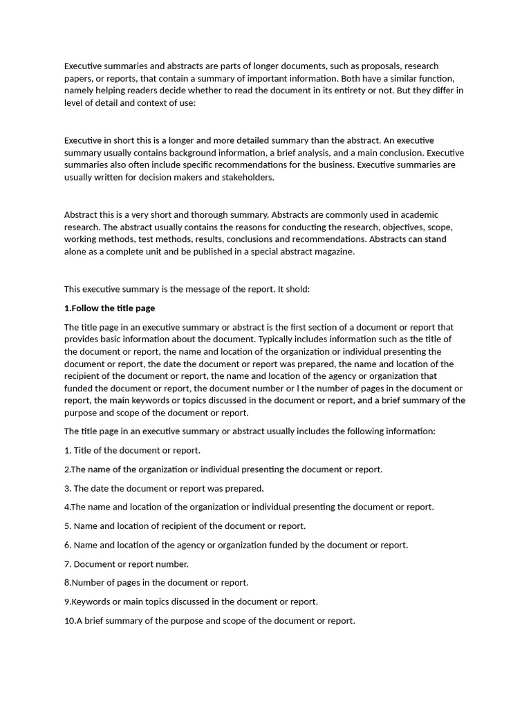 Executive Summaries and Abstracts Are Parts of Longer Documents | PDF