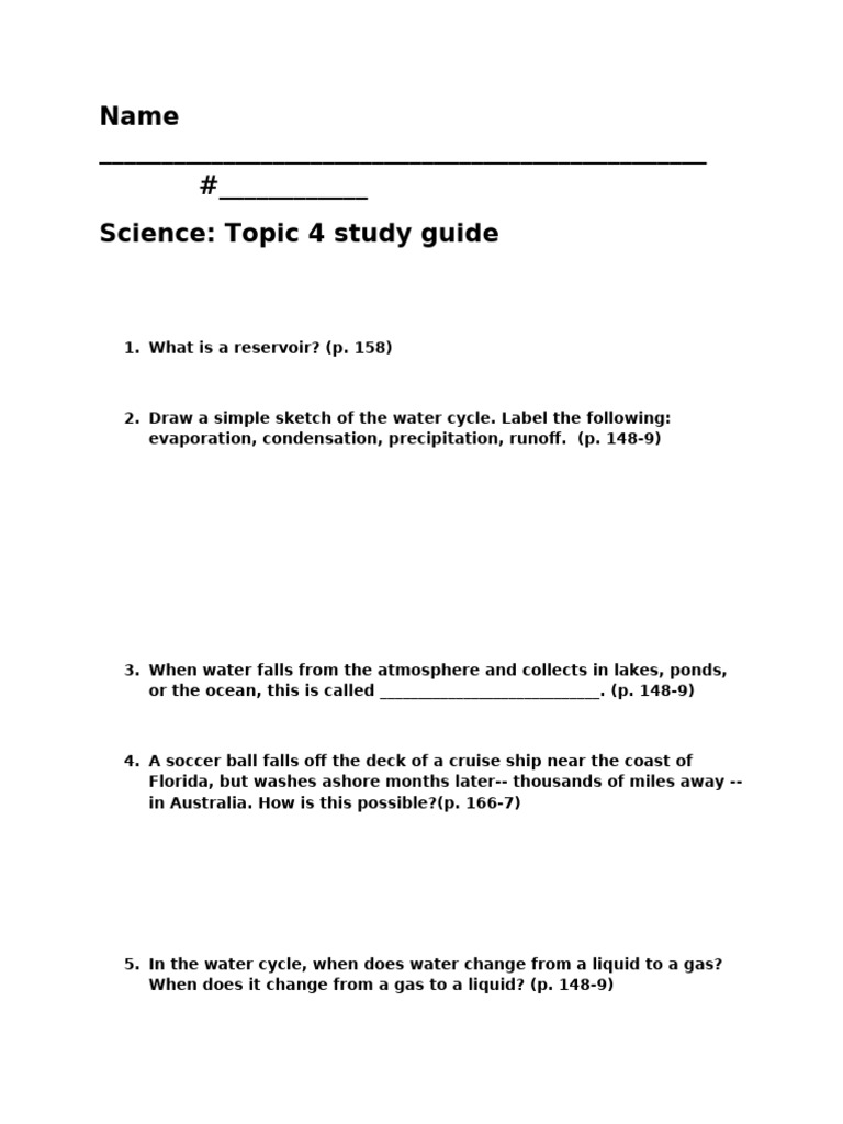 Science topic 4 study guide pdf