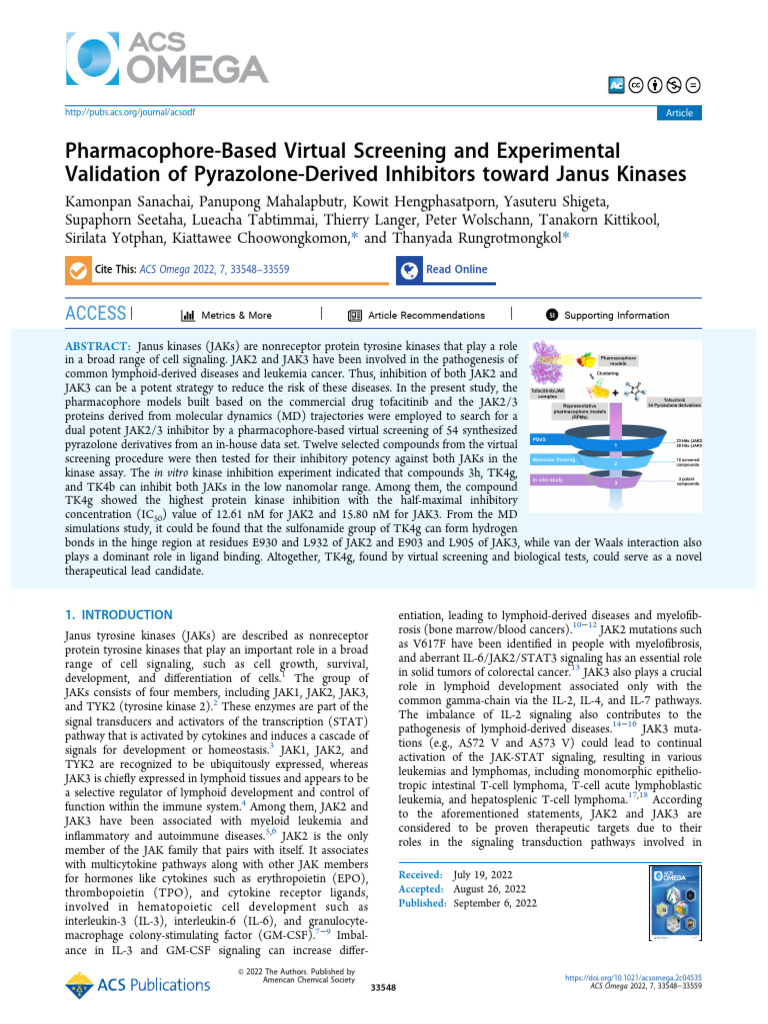 Sanachai Et Al 2022 Pharmacophore Based Virtual Screening and ...