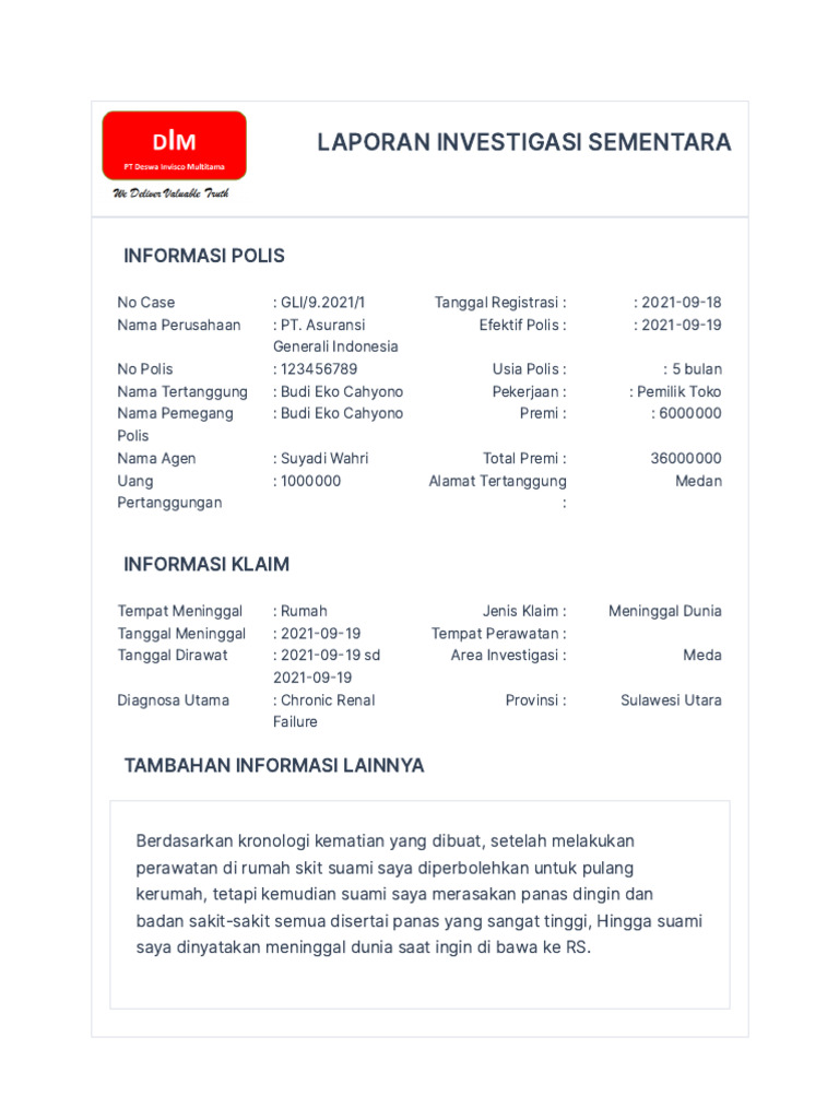 Claim Investigation System - PT DIM | PDF