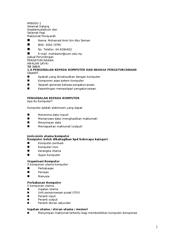 Pengenalan Pemrograman Java dan OOP | PDF