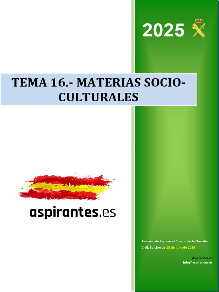 Tema 16 Ingreso a Guardia Civil. Edicion 2025 | PDF