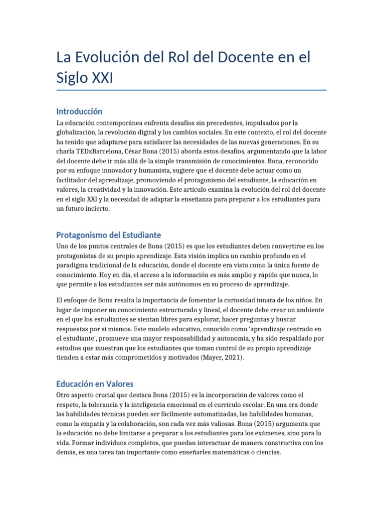 Rol del Docente en el Siglo XXI | PDF | Maestros | Crecimiento personal ...