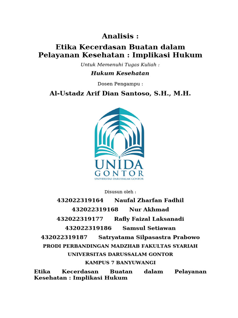 Jurnal Etika Kecerdasan Buatan Dalam Pelayanan Kesehatan Implikasi ...