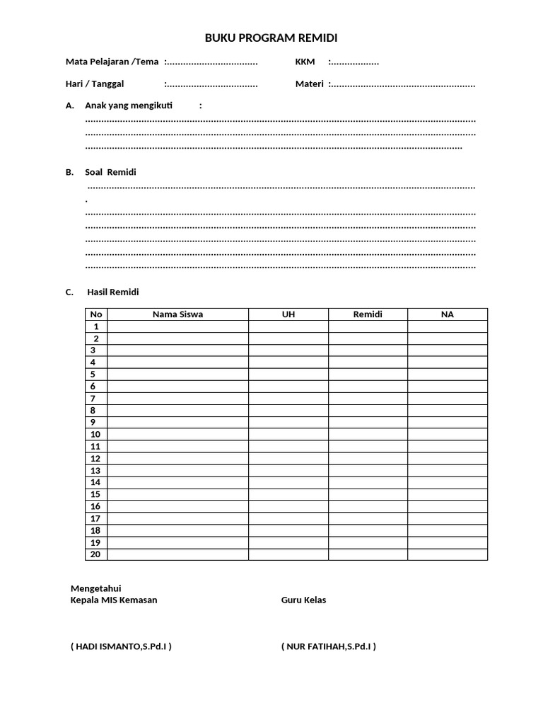 BUKU PROGRAM REMIDI Kls 5 | PDF