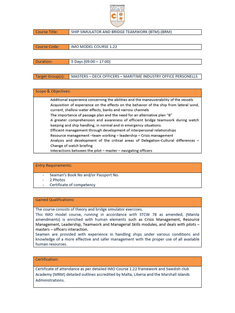 IMO Model Course 1.22: Bridge Resource Management | PDF | Technology ...
