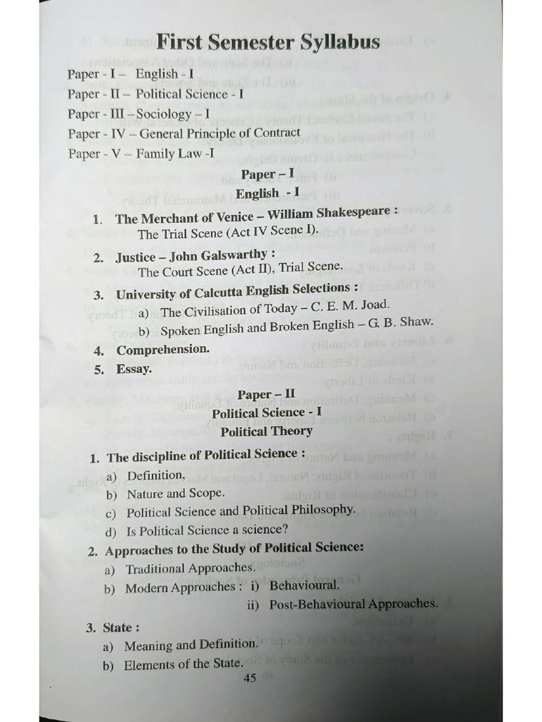 1st Sem Syllabus | PDF