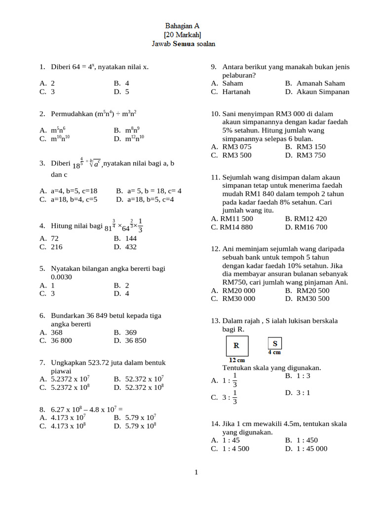 Soalan Exam PPT Mate F3 - 2023 | PDF