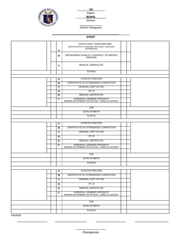 Subcong Event Documentation Requirements | PDF | Evidence