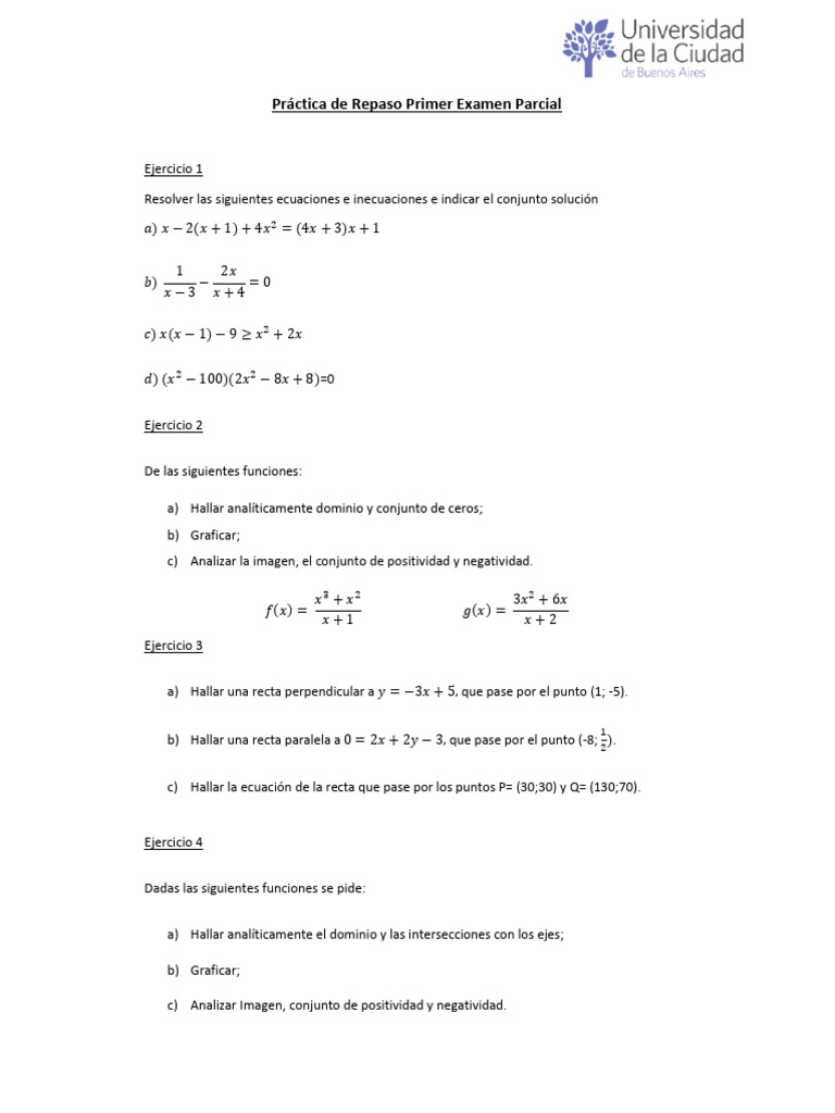 Práctica de Repaso Primer Examen Parcial PDF | PDF