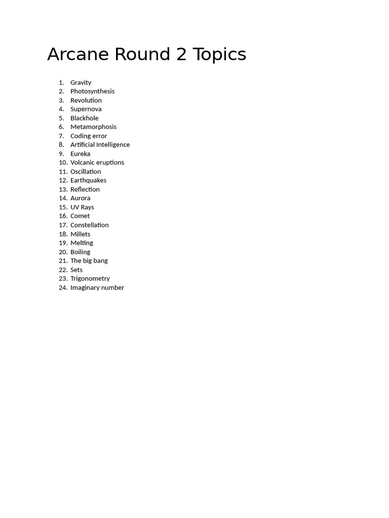 Arcane Round 2 Topics | PDF