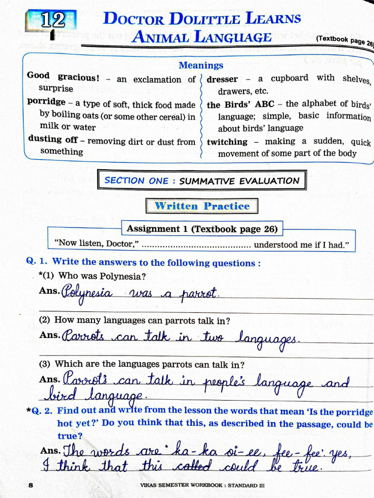 3rd English Lesson 12 | PDF