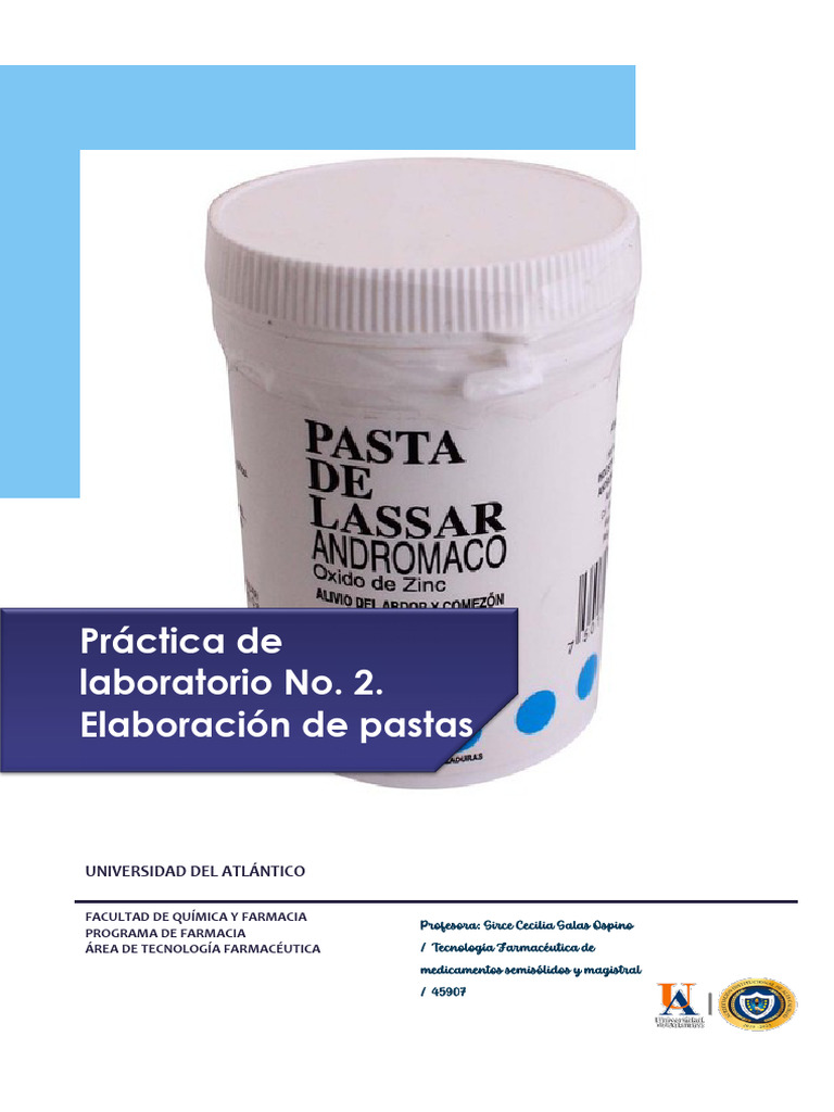 Laboratorio No. 2. Elaboracion de Pastas | PDF