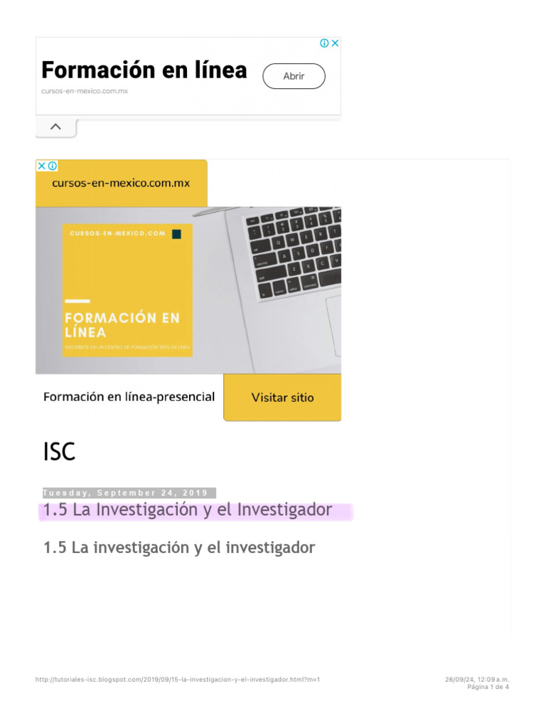 ISC - 1.5 La Investigación y El Investigador | PDF | Método científico ...
