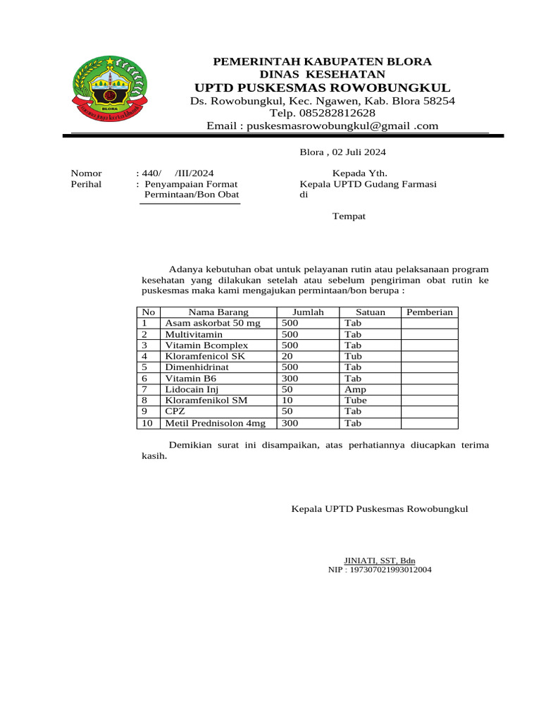 Format Bon Obat | PDF
