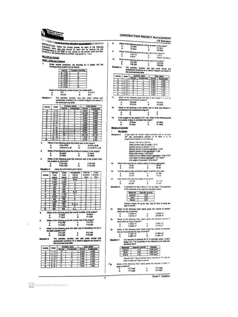 REFRESHER - CPM LECTURE - tj-1 | PDF