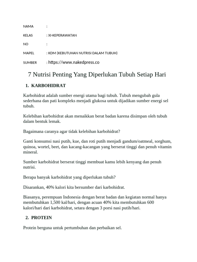 KDM Nutrisi Manusia | PDF