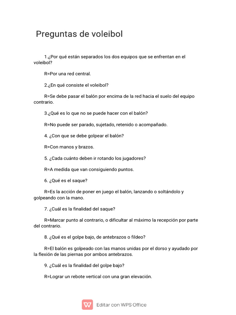 Preguntas de voleibol pdf