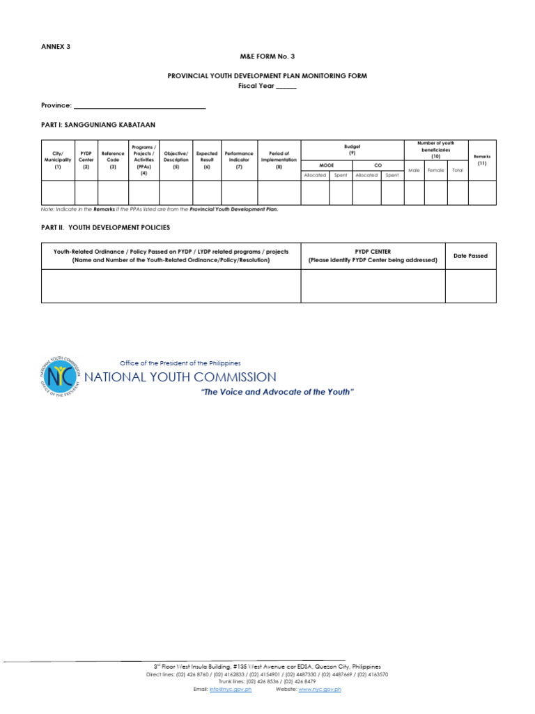 SK Plans Monitoring Form 3 | PDF