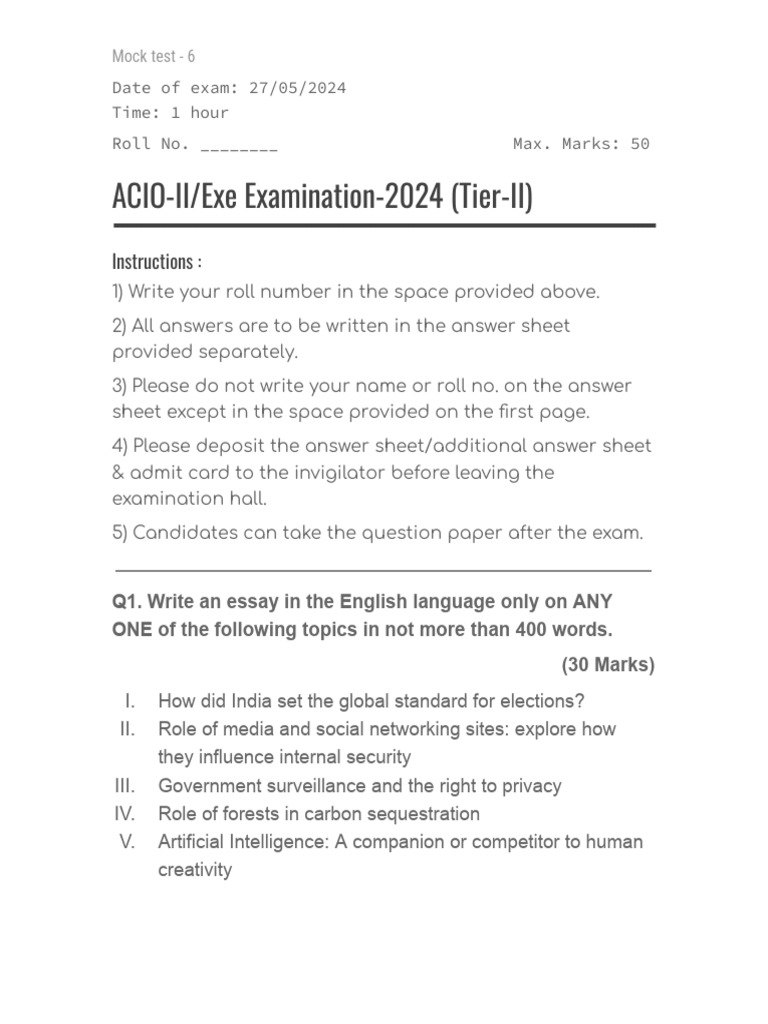 Mock Test 6 | PDF