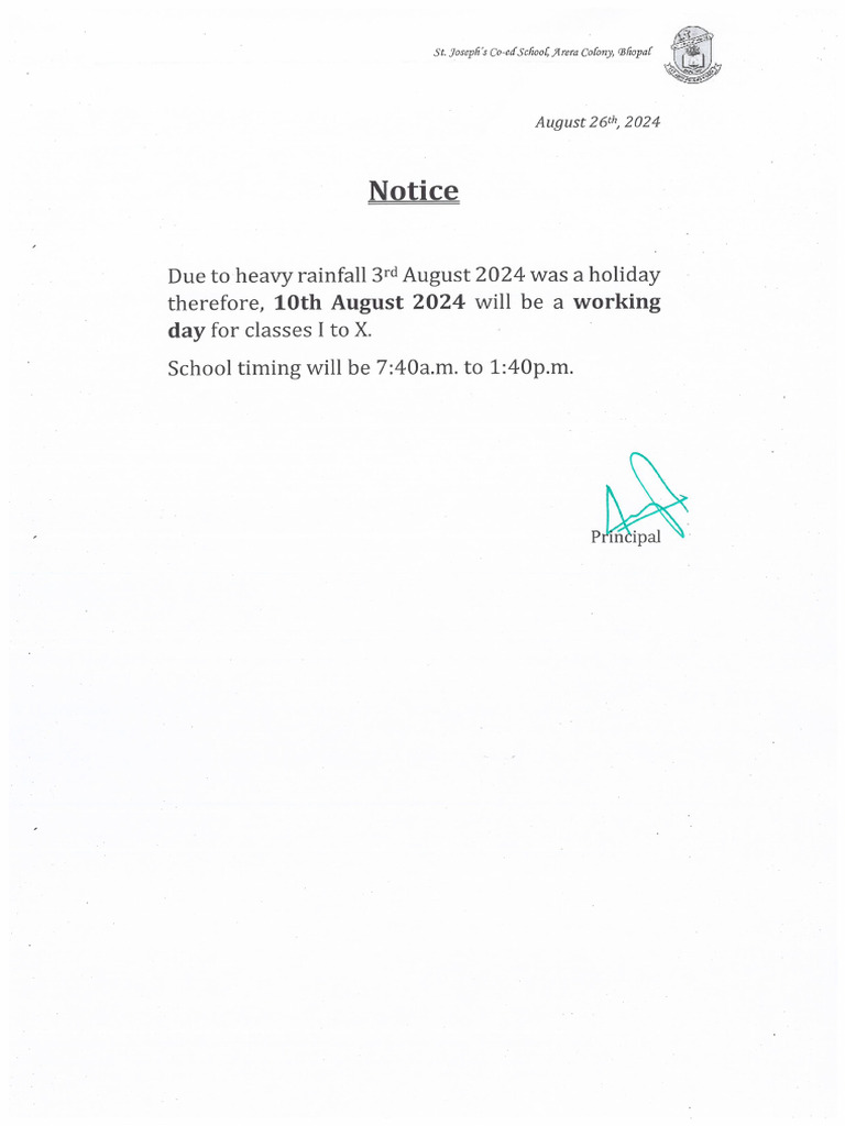 Notice For 10 Aug 2024 | PDF
