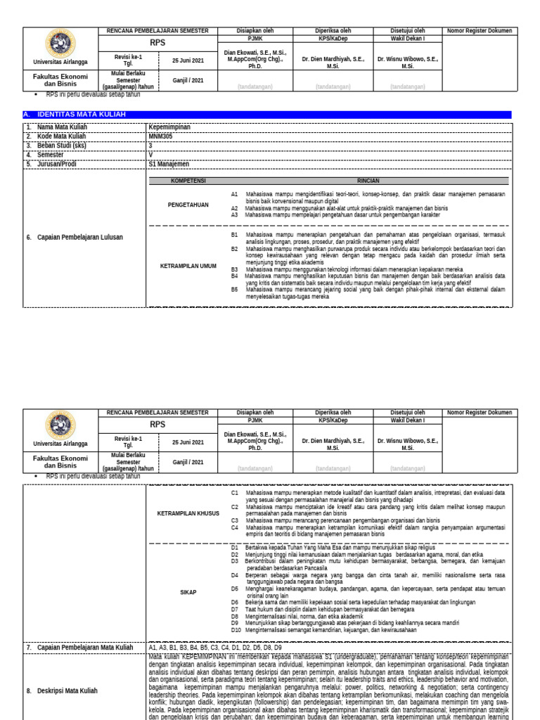 RPS Kepemimpinan | PDF