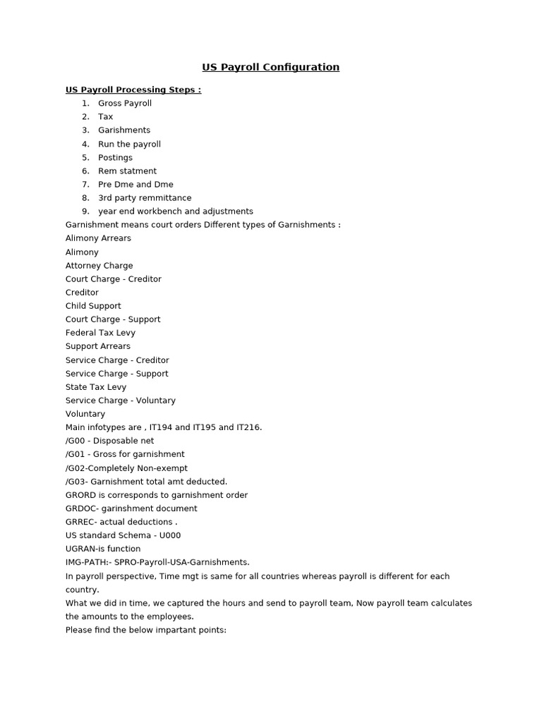 US Payroll Configuration | PDF