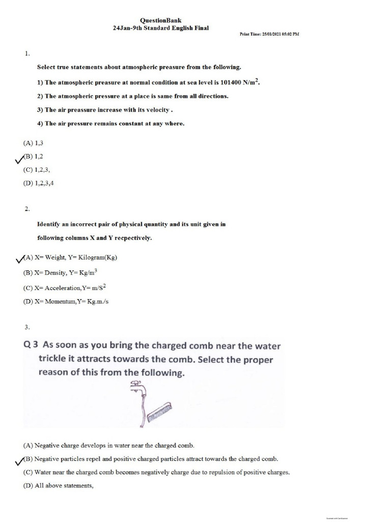 Class 9 Test Paper With Key Homi Bhabha | PDF