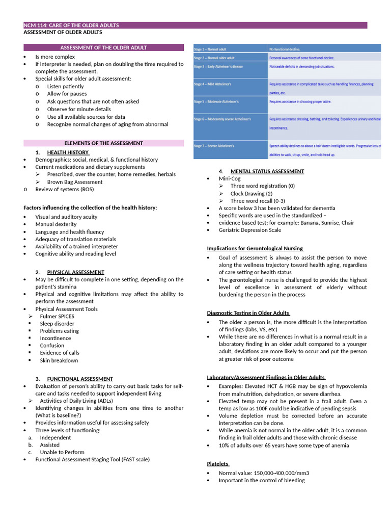 4.2 Assessment of Older Adults | PDF