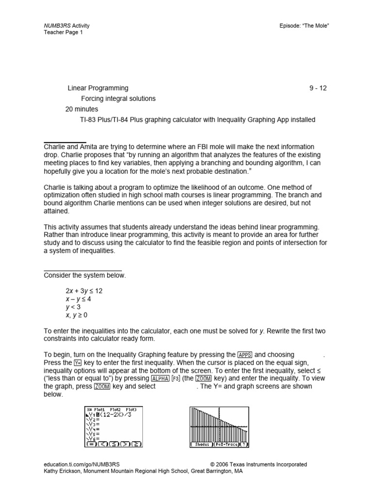 Linear Programming Activity: Branch & Bound | PDF | Linear Programming ...
