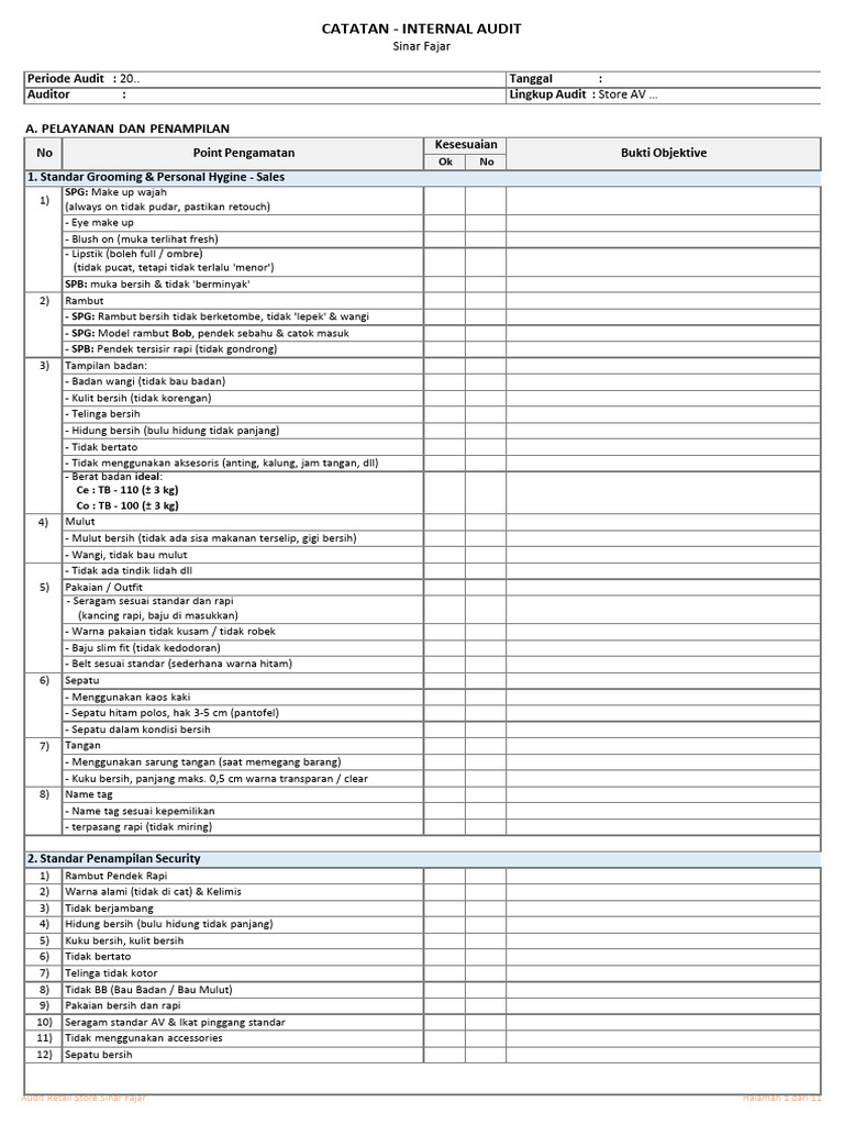 Checklist Audit Retail Pdf