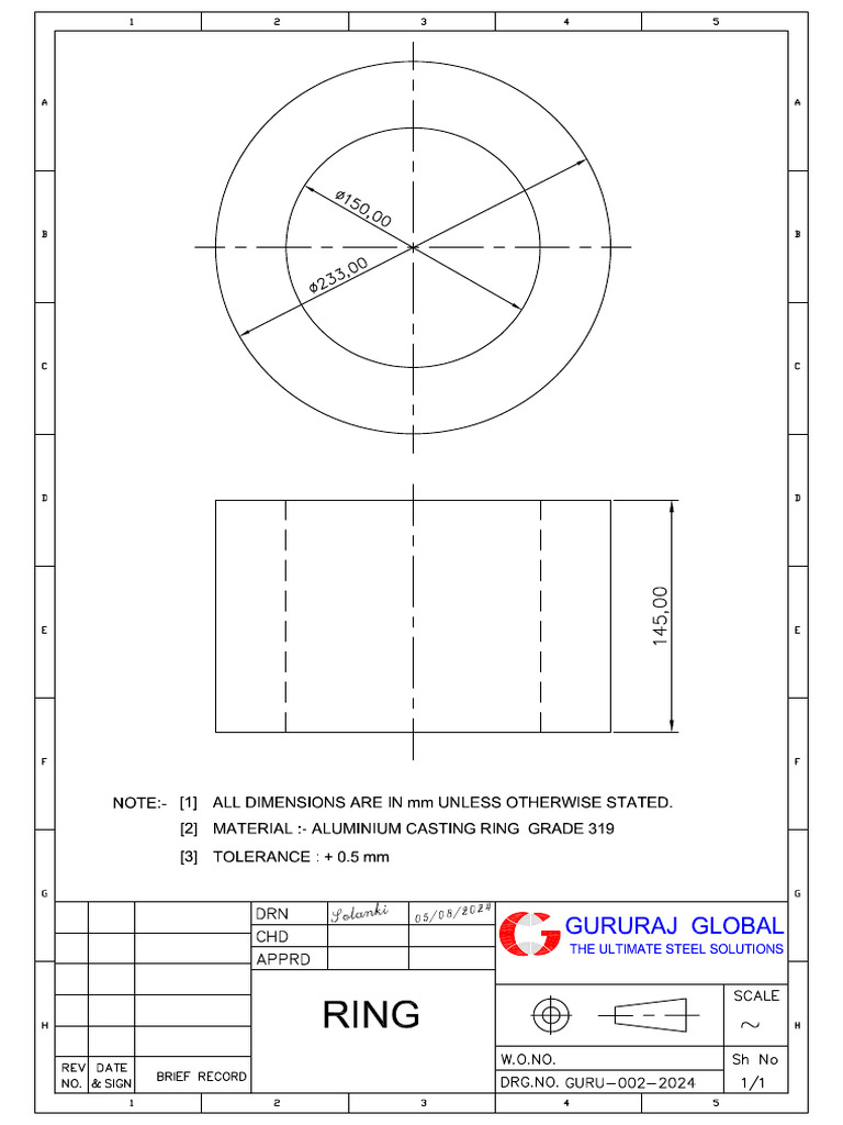 DRG-2 Ring - AL 319 - Vendor Drawing | PDF