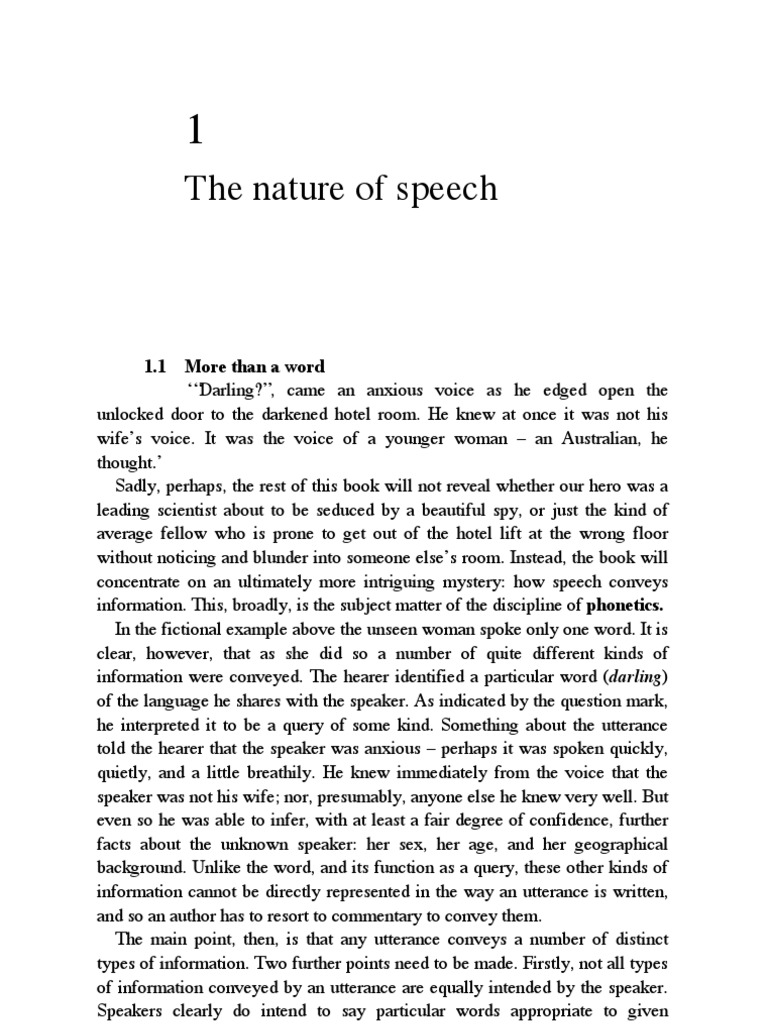 Nature of Speech PDF Phoneme Phonology