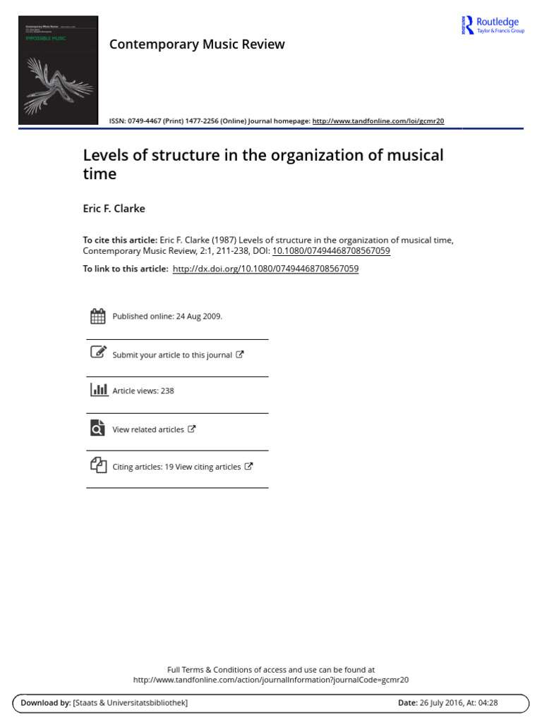 Levels of structure in the organization of musical time | PDF