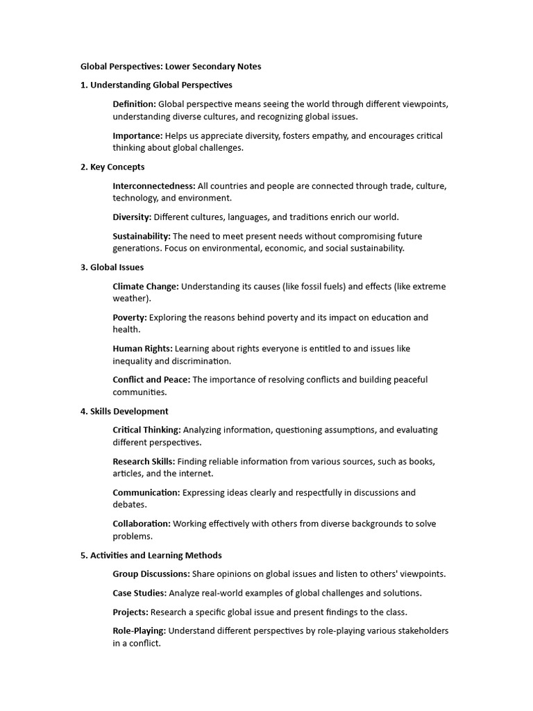 Global Perspectives: Lower Secondary Guide | PDF | Sustainability ...