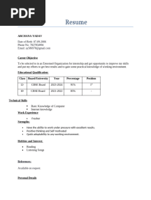 12th Pass Resume Format