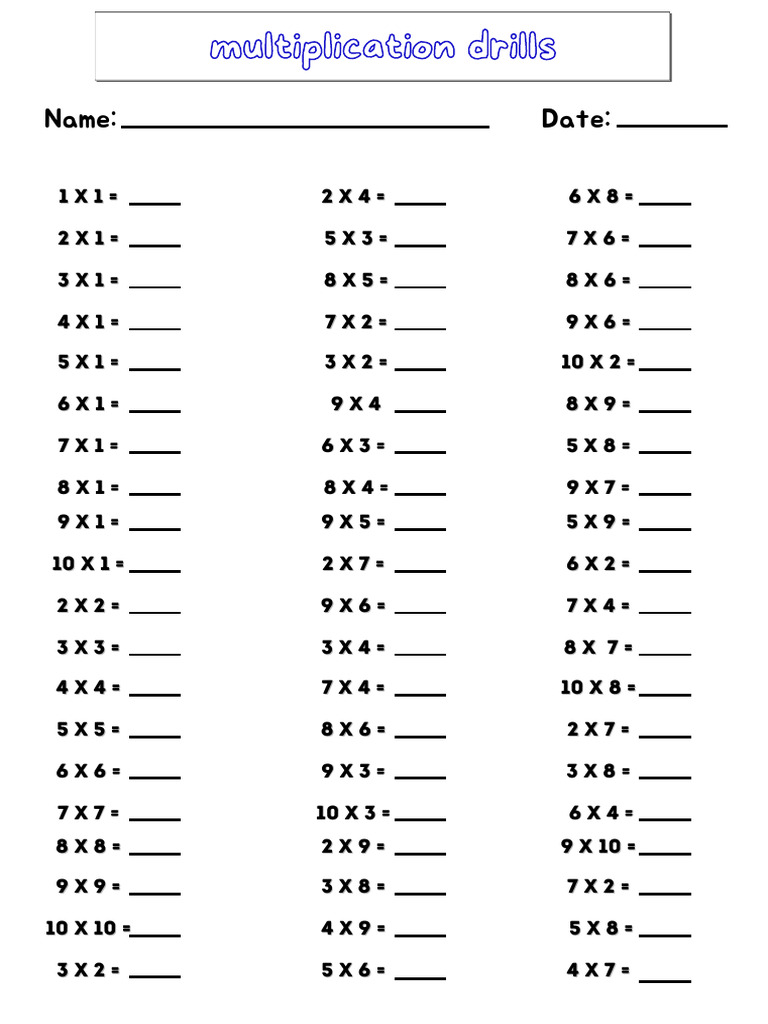 Weekly Multiplication Drills PDF | PDF | Mathematics | Teaching Methods ...