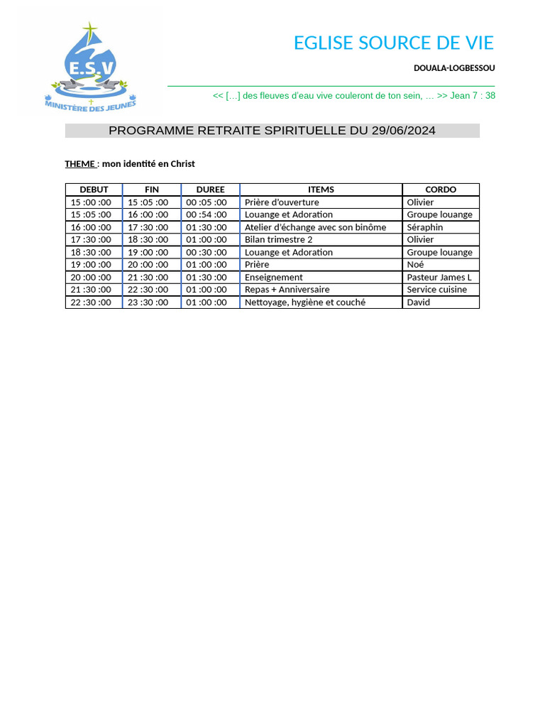 PROGRAMME RETRAITE | PDF