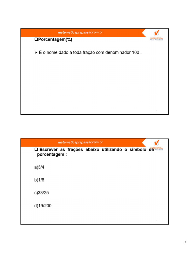 Cálculo e Aplicações de Porcentagem | PDF | Percentagem