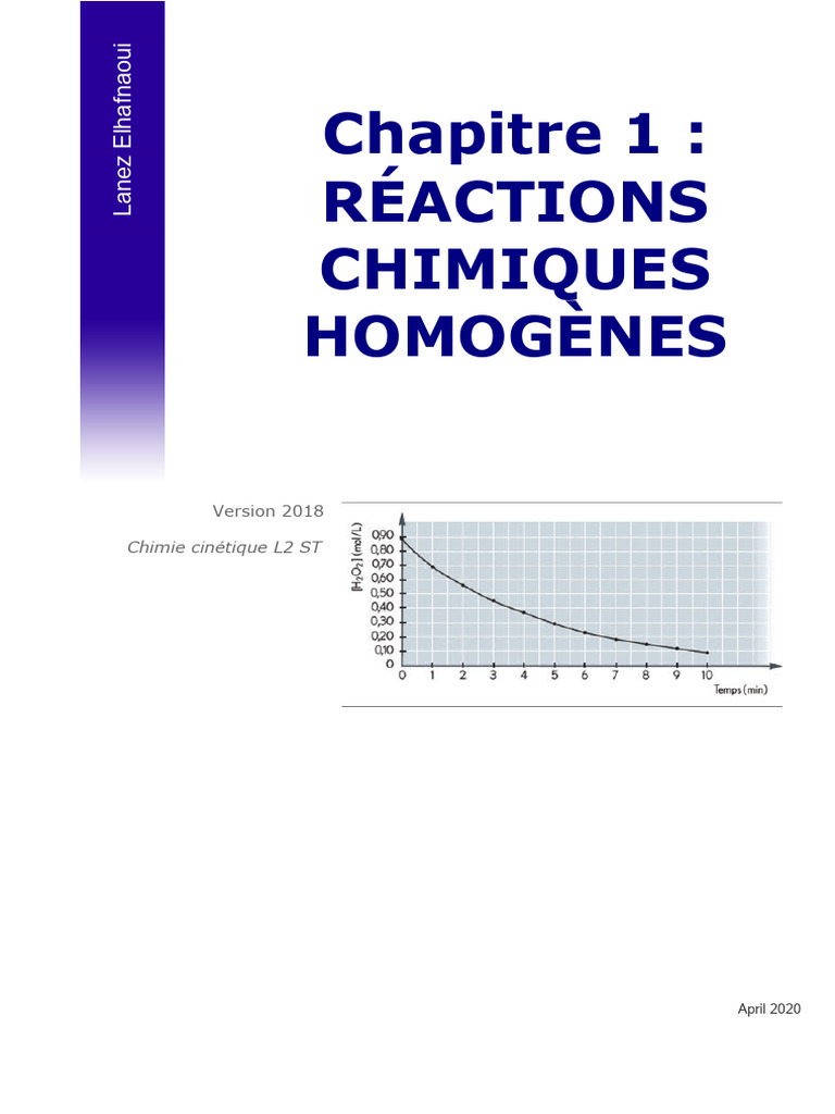 Vitesse des Réactions Chimiques Homogènes | PDF | Cinétique chimique ...