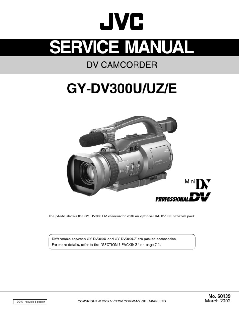 JVC GY DV300U UZ E Service Training Manual | Electrical Connector | Compact  Cassette