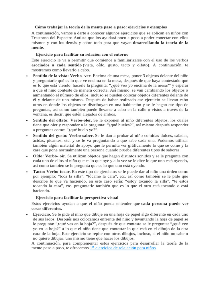 Cómo Trabajar La Teoría de La Mente Paso A Paso | PDF