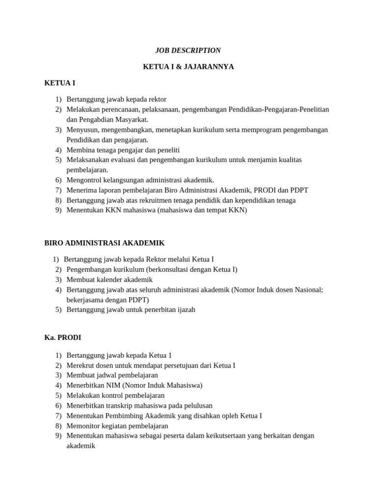 Kumpulan Job Description | PDF