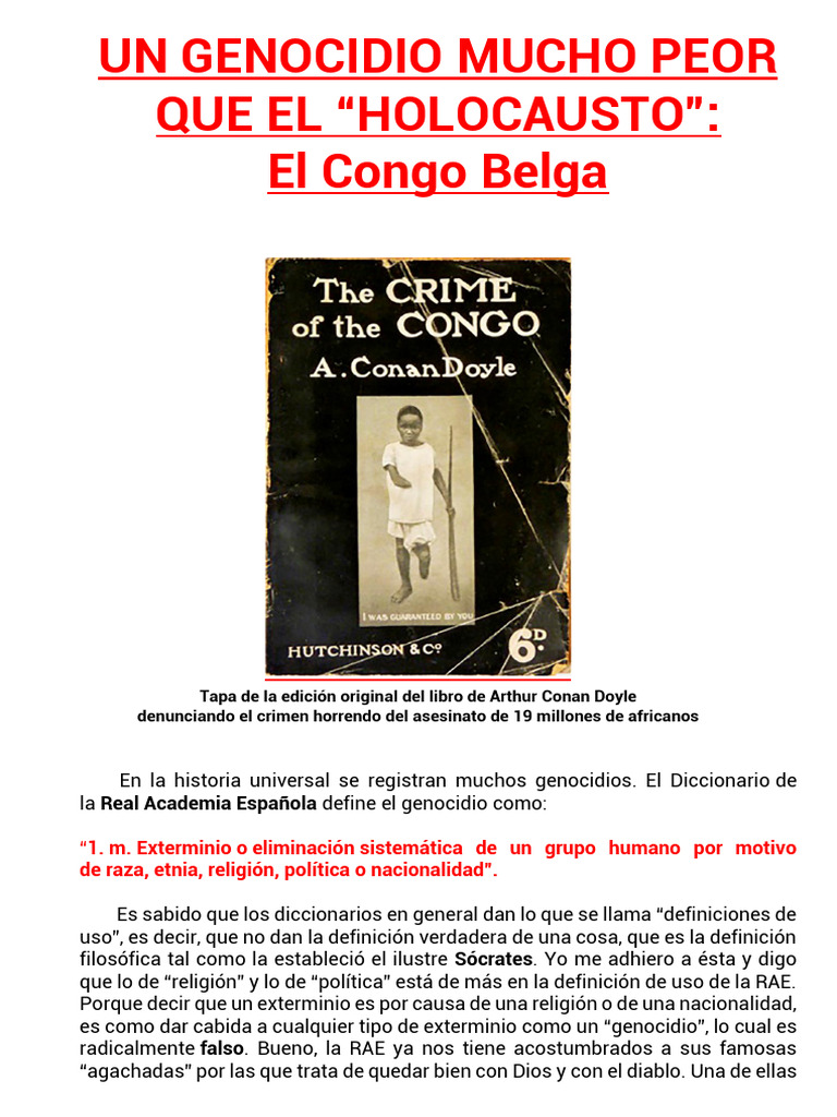 Genocidio en el Congo Belga: 19 millones de muertes | PDF | Genocidios ...