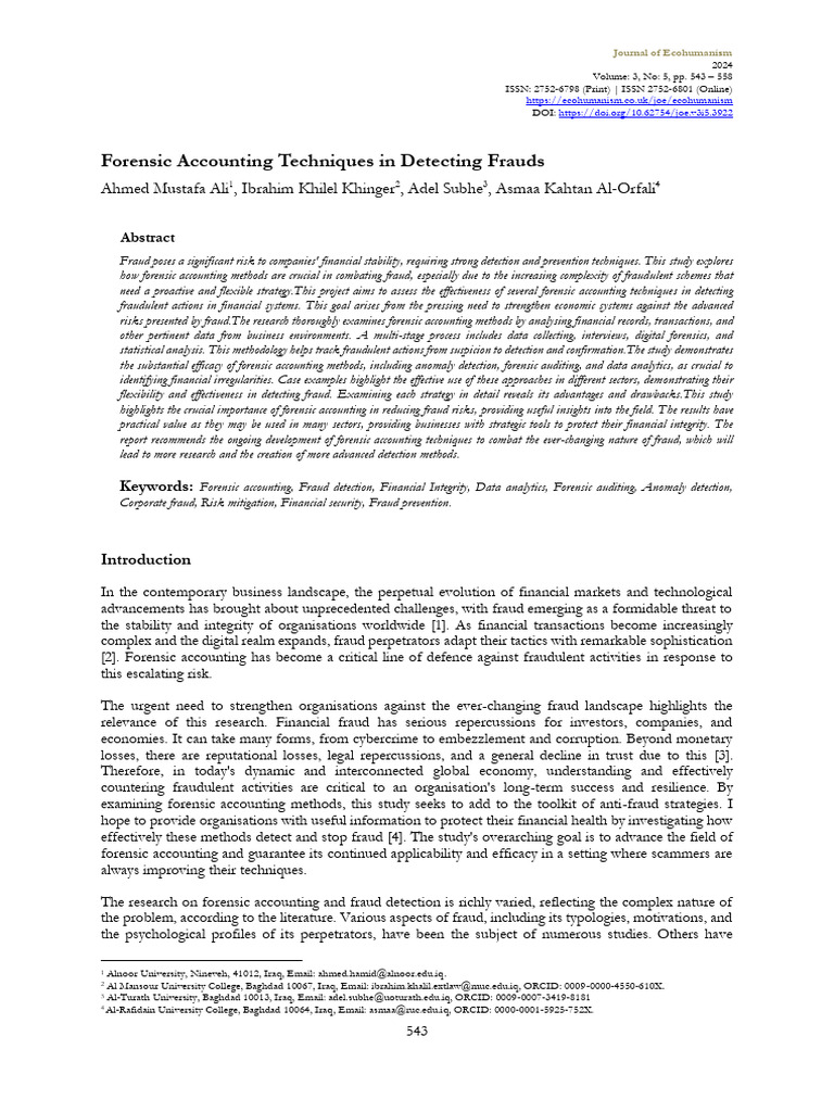 Forensic Accounting Techniques for Fraud Detection | PDF | Security ...